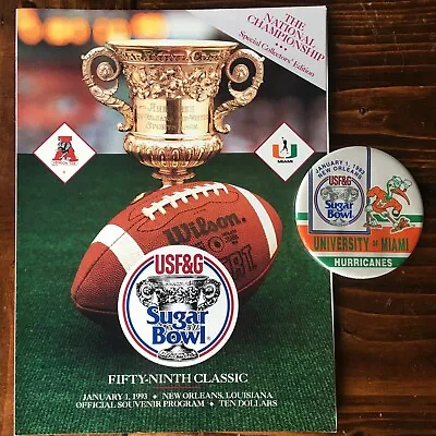 1993 Sugar Bowl Program USF&G Alabama Crimson Tide Miami Hurricanes Vtg Button • $19.99