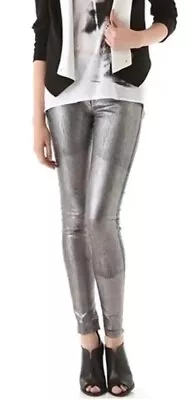 NWT J Brand Metallic Silver Coated Super Skinny Mid Rise Jeans 23 • $38