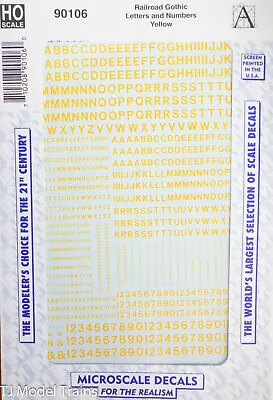 Microscale Decal #90106 Railroad Gothic Letters And Numbers -1:87 Scale - Yellow • $6.75