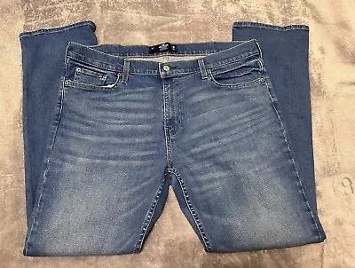 Hollister Mens Slim Straight Denim Epic Flex Blue Jeans Size 36 X 32 • $13