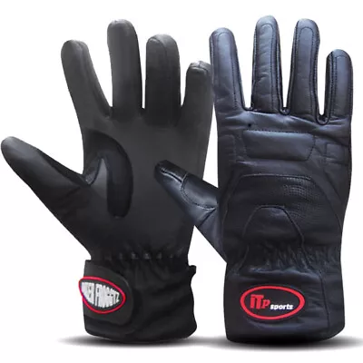 Leather Biker Gloves Motorcycle Motorbike Gloves Knuckles Protection Gloves • £9.99