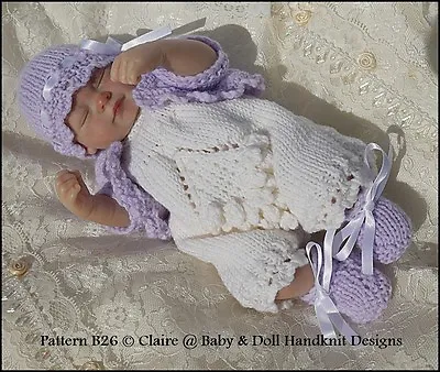 Babydoll Handknit Designs Knitting Pattern Romper & Bolero B26 8-13  Doll • £3.99