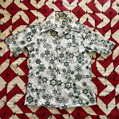 Vintage Polyester Disco Shirt Mens Medium As Is Worn Flaws 70s 80s • $13