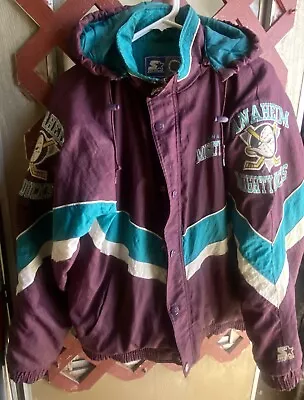 90s Vintage Starter Anaheim Mighty Ducks Zip Jacket (size XL) Preowned (READ) • $89