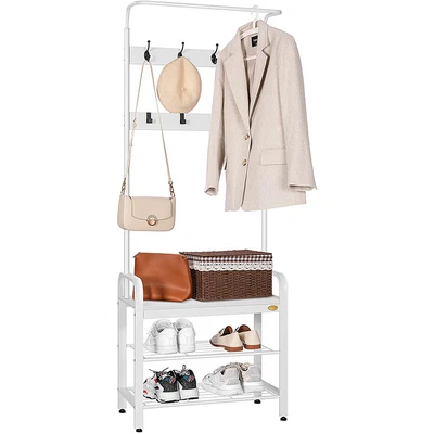 $69.99 • Buy 3-in-1 Coat Rack Hall Tree Entryway Shoe Bench Home Storage Shelf W/ 8 Hooks