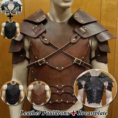 Medieval Shoulder Chest Vest Armor PU Leather Warriors Knights Cosplay Costume • $74.60