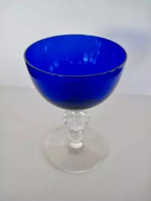 Morgantown Glass Cobalt Blue Golf Ball Stem Cocktail Glass #7643 • $15