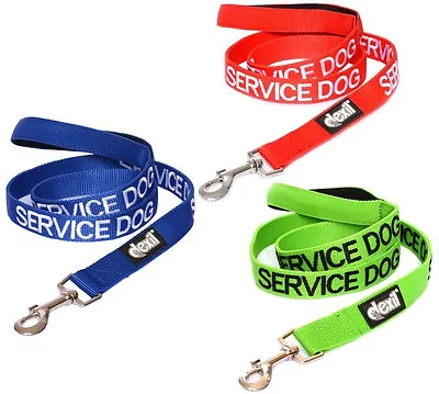 SERVICE DOG Lead Leash 2 4 6 Foot Padded Handle Double Layered Blue Green Red  • £9.99