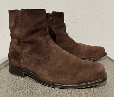 Frye Chris Inside Zip Brown Suede Chelsea Ankle Boots Mens 8.5 • $135