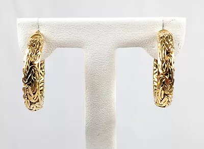 14K Yellow Gold Byzantine Style Hoop Earrings • $319