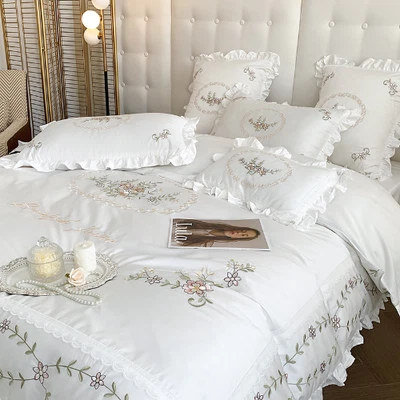 £296.24 • Buy Luxury 1000TC Egyptian Cotton Bedding Set Elegant Embroidery Duvet Cover Set