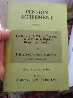 1980 Pension Agreement Babcock & Wilcox Beaver Falls PA • $15