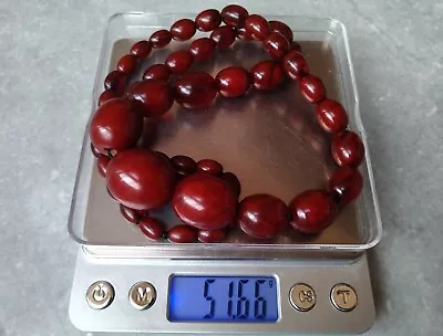 Antique Cherry Amber Bakelite Faturan Necklace. Golden Sand-overflow 51.6 Grams • $350