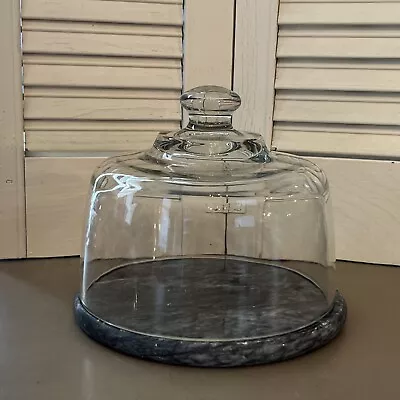 Vintage Marble Cheese Board With Glass Dome Top- 7 In • $12