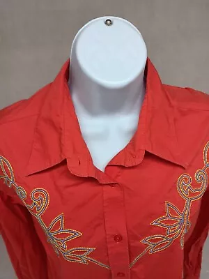 Rockies Western Shirt Womens Large Red Embroidered Button Up Blouse Vintage  • $24.99