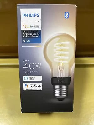 Philips Hue White Ambiance Filament A19 Bluetooth Smart LED Bulb New E26 | A19 • $25