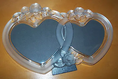 Mikasa Crystal Double Hearts WEDDING Standing Picture Frame 7x11 JAPAN • $29.65