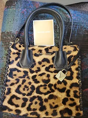 Michael Kors Mercer Messenger Leopard Print Leather Crossbody New  • $84