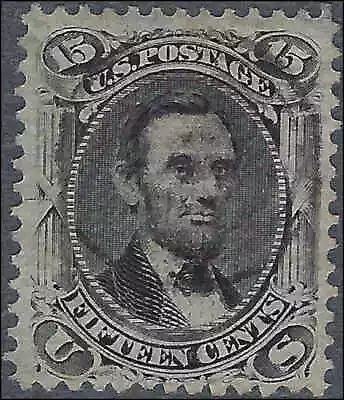 VEGAS - 1867 Sc# 91 - Light Cancel 15c Lincoln - Clear E-Grill - Solid • $219