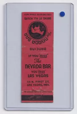 The NEVADA BAR - Rare 1940's Gaming Matchcover - LAS VEGAS Nevada • $22