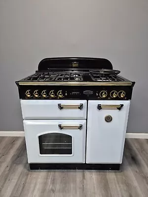 Rangemaster Classic 90cm Dual Fuel Range Cooker In White And Brass.. • £1200
