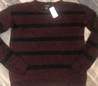 £17.50 • Buy New Forever 21 Burgundy Blue Striped Knit Sweater MSRP-$23 Freddy Krueger Large