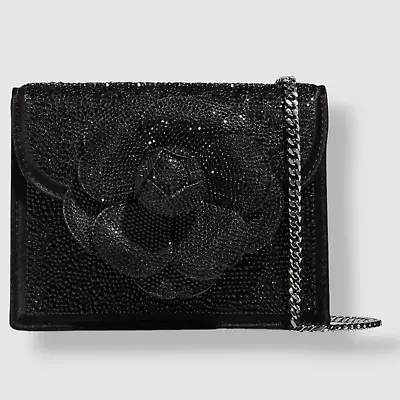 $4990 OSCAR DE LA RENTA Women's Black Mini TRO Crystal Suede Crossbody Bag • $1797.18