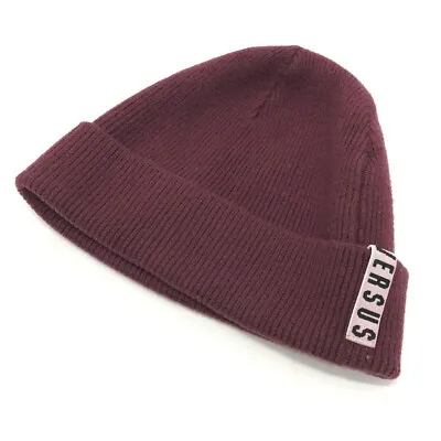 VERSACE Logo Beanie  Knit Hat Wool Wine Red • $258.50