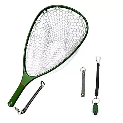 Fly Net Trout Net Landing Net Float Fishing Net Soft Rubber Clear CBLB04-Green • $92.49