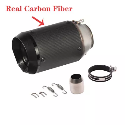 $48.87 • Buy 51mm Universal Motorcycle 160mm Short Exhaust Muffler Carbon Fiber Tail Pipe