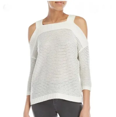 NWT Jessica Simpson Cable Knit Cold Shoulder Sweater Sz 3X Square Neck Beige • $29.99