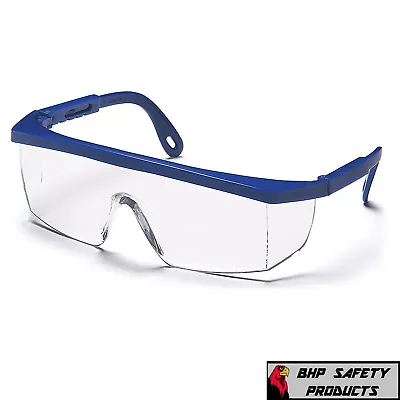 Pyramex Integra Safety Glasses Sn410s Blue Frame Clear Lens Lab Eyewear (1 Pr) • $5.75