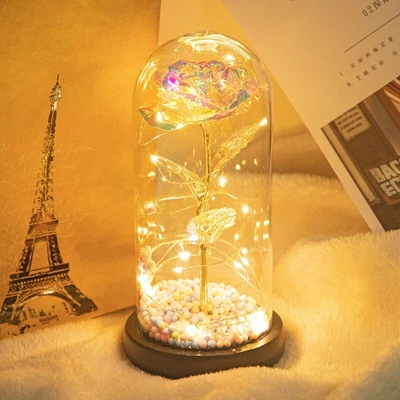 $30.38 • Buy Eternal Rose Flower Dome Glass LED Night Light Valentine's Day Gifts