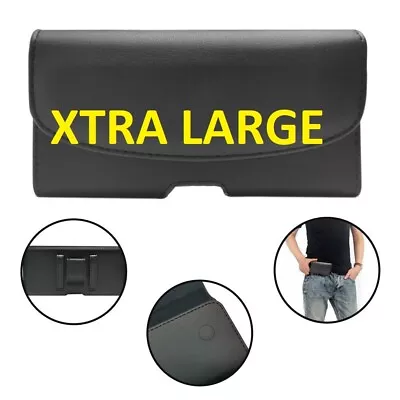 Xtra Large Leather Rugged Cell Phone Holder  Holster Clip Belt Carrying Case • $10.49