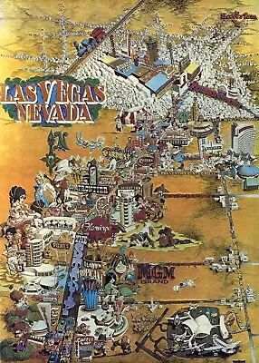 Mid-Century Pictorial Las Vegas Nevada Fun Map Wall Art Poster Print Decor • $21.95