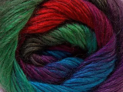 Madonna #27210 Greens Red Blue Purple Wool Mohair Acrylic DK Striping Yarn 100gr • $9.99