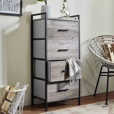 $49 • Buy 4 Fabric Drawers Dresser, Lightweight Storage Cabinet With Handles, Black Rustic