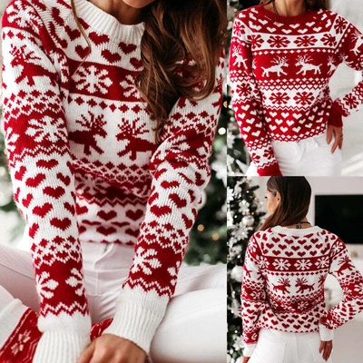 $31 • Buy Christmas Elk Long Sleeve Knitted Sweater For Womens