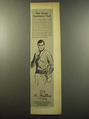 1959 A. Sulka Pullover Sweater Ad - The Great Cashmere Hunt • $19.99