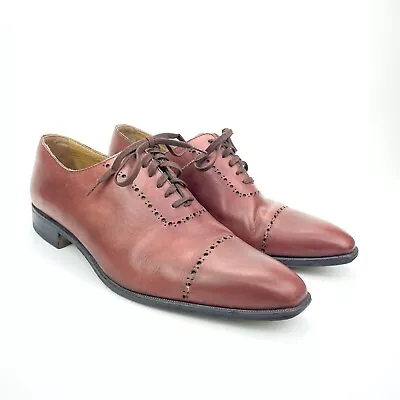 Romano Martegani Boutique Line Burgundy Brown Oxford Lace Leather Mens 8.5 Shoes • $75.99