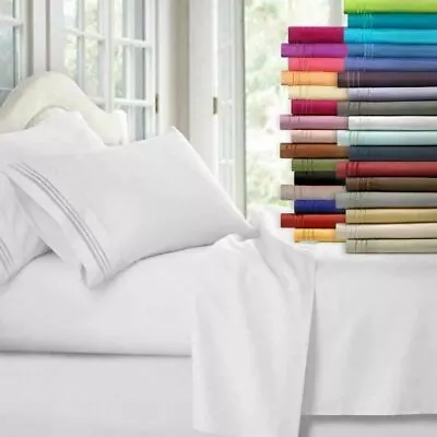 2200TC Hotel Quality Bed Sheet Set Fitted Flat Pillowcases Double Queen King New • $10.50