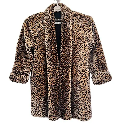 $80.96 • Buy Vintage Monterey Fashions Plus 1X 2X Cheetah Faux Fur Swing Coat Womens USA Chic