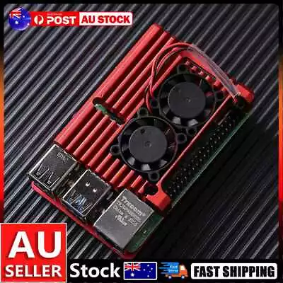 Aluminum Case With Cooling Fan + Tools For Raspberry Pi 4 Model B (Red) AU • $16.29