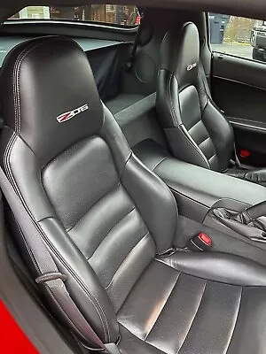 Corvette C6 Z06 Sports 2005-2011 In Black Faux Leather Car Seat Covers • $270