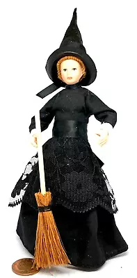 Dolls House Victorian Witch In A Black Dress Tumdee 1:12 Scale Miniature Doll • $17.67