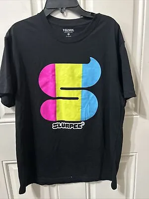 7-Eleven T-shirt Black Slurpee  S  Pink Blue Yellow Logo Retro Style Size M • $25