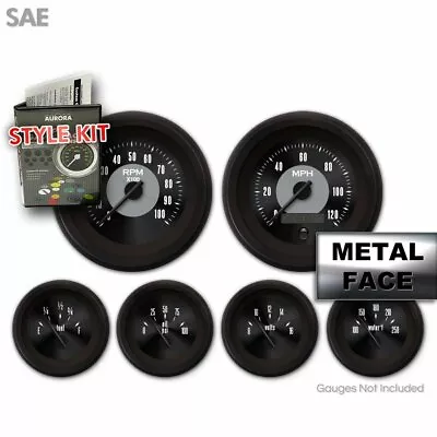 Gauge Face Set SAE Classic Retro Black V Custom Gauge Face W/ Black Trim Rings • $110