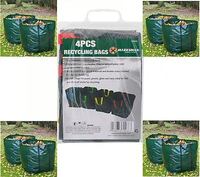 4 X Garden Waste Recycling Bags Refuse Sacks Heavy Duty Handles Weather Proof Uk • £8.25