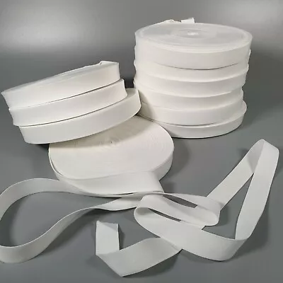 25mm ELASTIC (1 Inch) Flat Woven White LATEX FREE - 0.5m 1m 3m 5m 10m 25m • £1.50