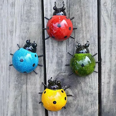 £5.49 • Buy Mini Metal Ladybug Beetle Fence Hanger Wall Hanging Ornament Garden Home Decor